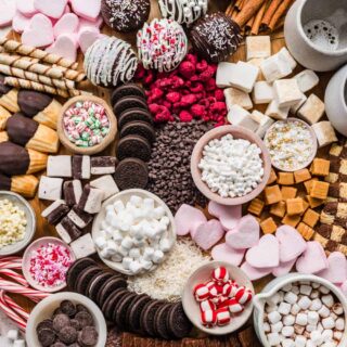 Ingredients for homemade hot chocolate on a board