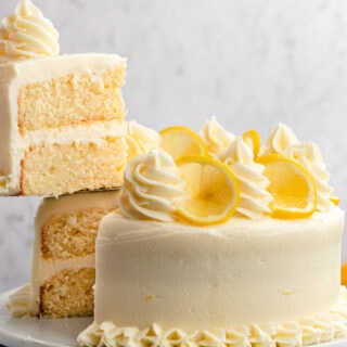Slice of cake being served.