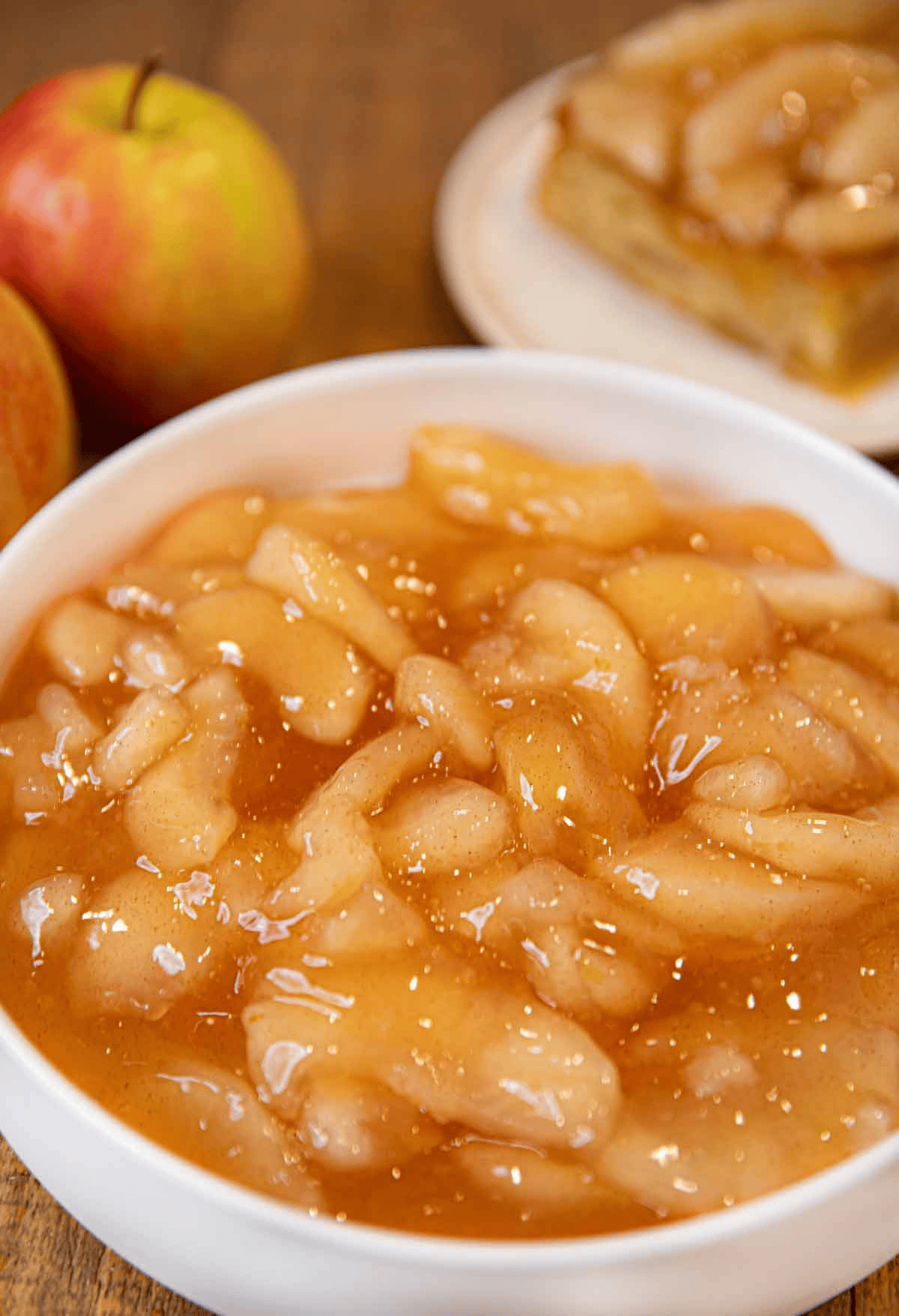 Apple mixture in a white bowl