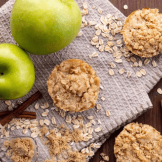 top down view of cookies with apples, oats and cinnamon on the table