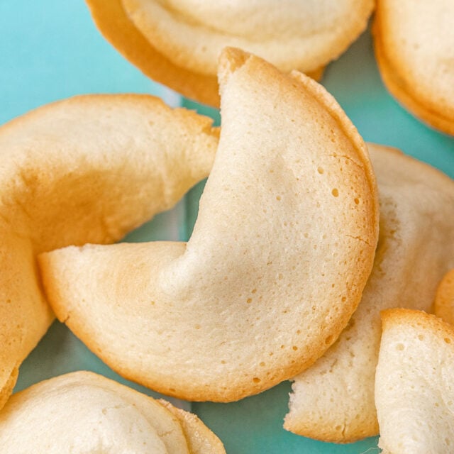 Close up of fortune cookie.