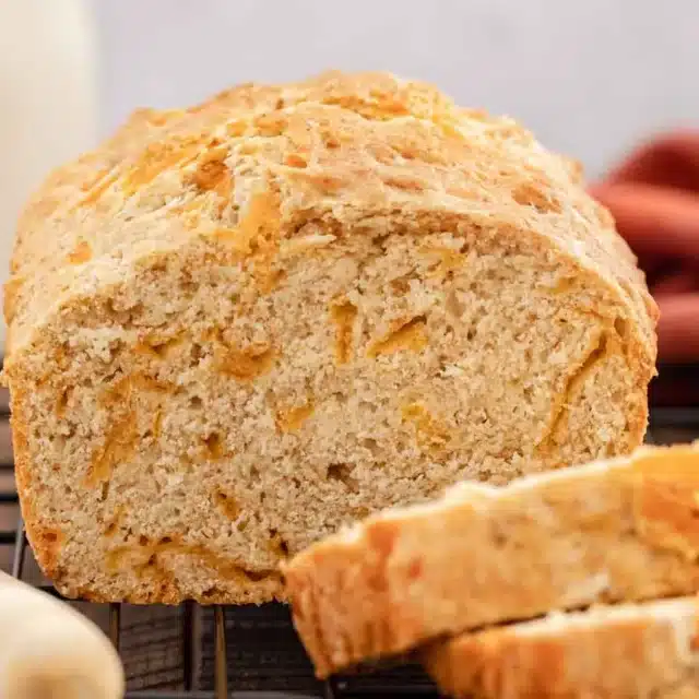 Bread loaf cut into slices.