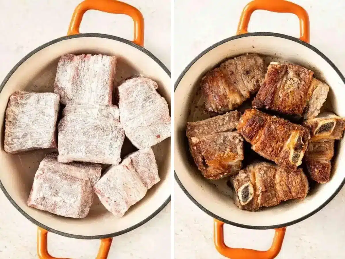 short ribs in dutch oven process collage 