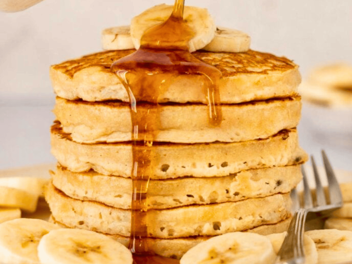 Stack of pancakes with syrup