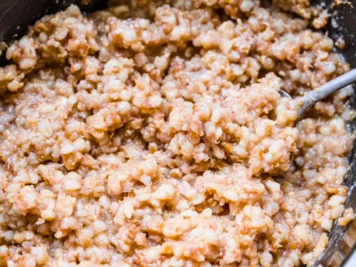 Close up of cooked grains