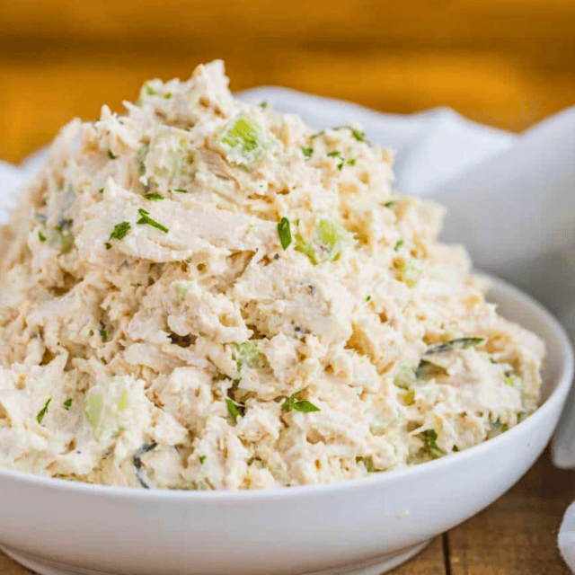 Chicken Salad in white bowl