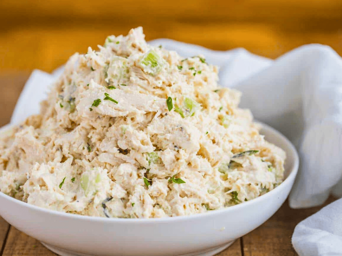 Chicken Salad in white bowl