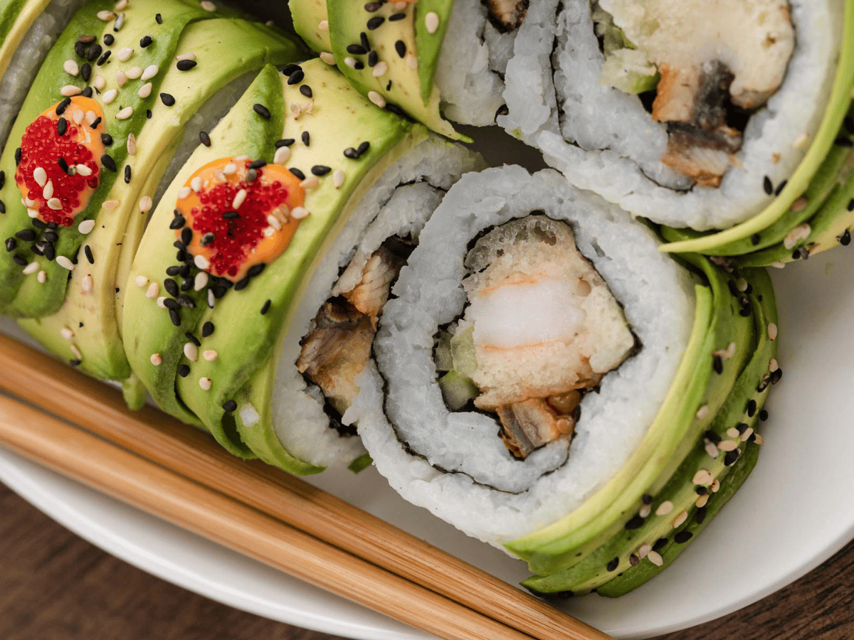 Closeup of cut rolls in even slices