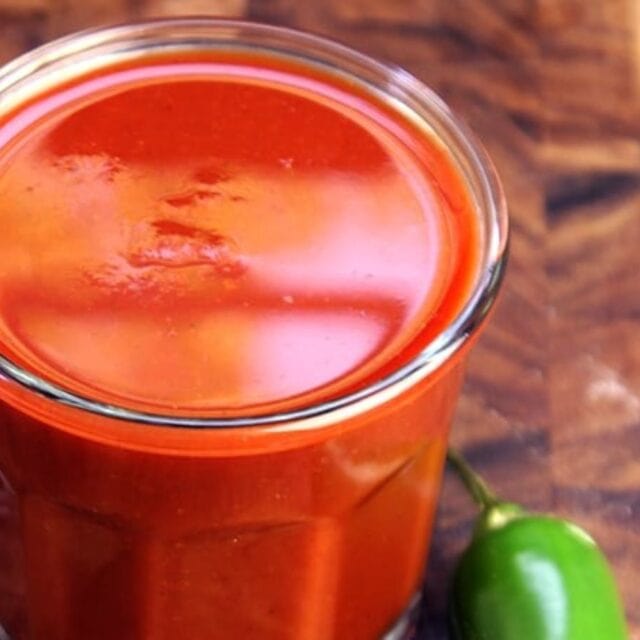 Glass jar of red sauce