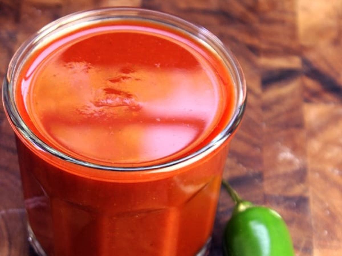 Glass jar of red sauce