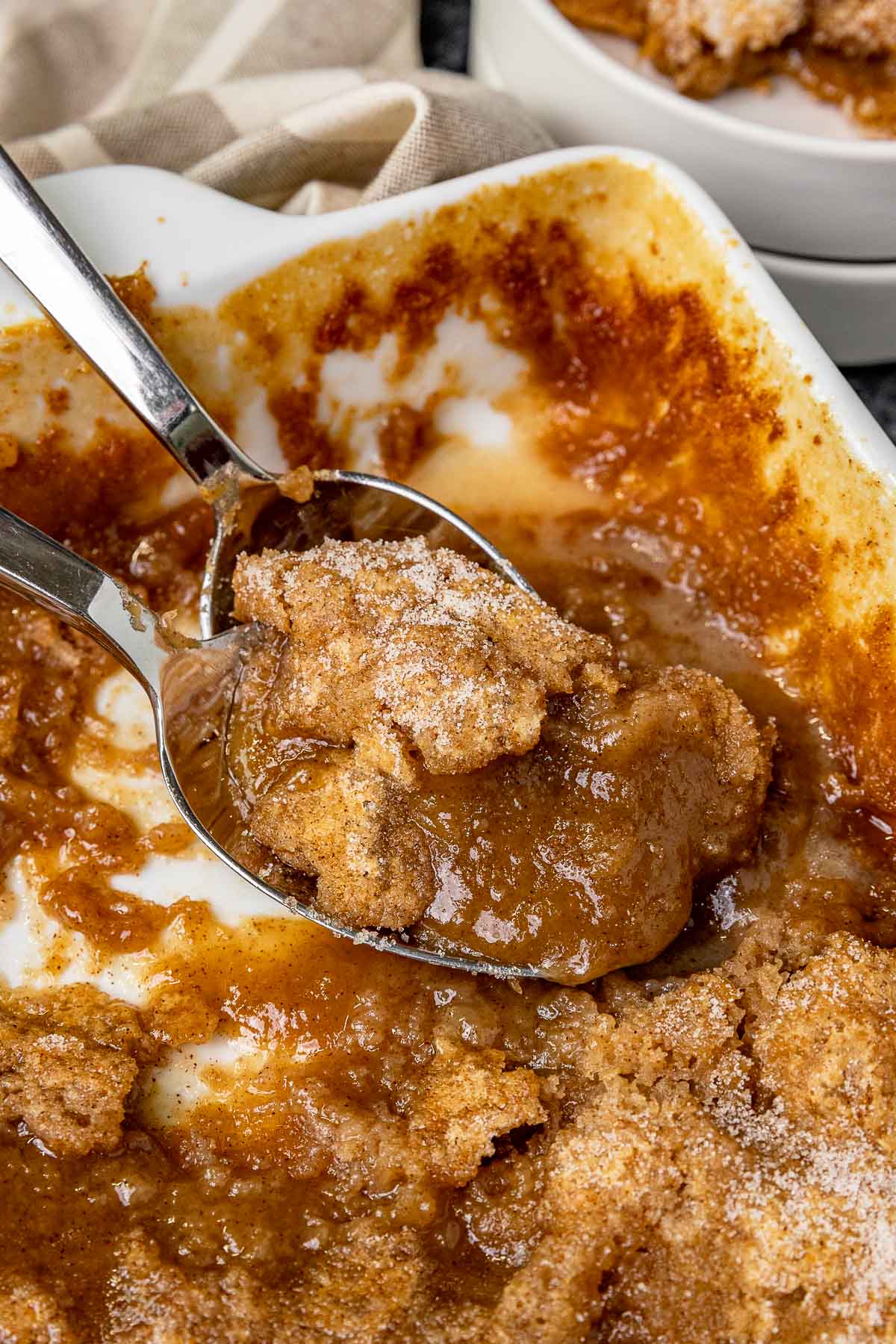 Snickerdoodle Cobbler in baking dish