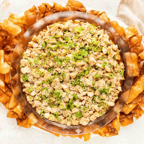 Dip with dipping scoops on plate