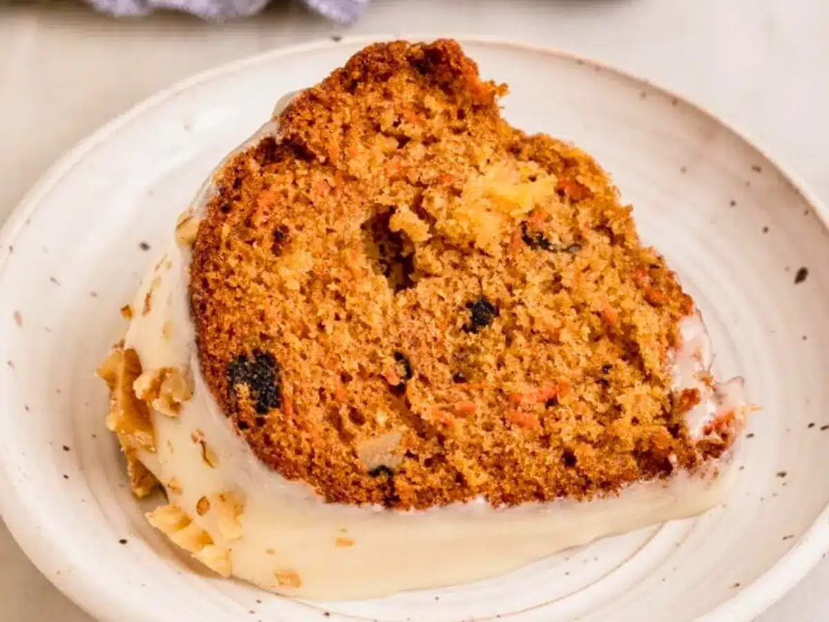 Slice of bundt cake on plate
