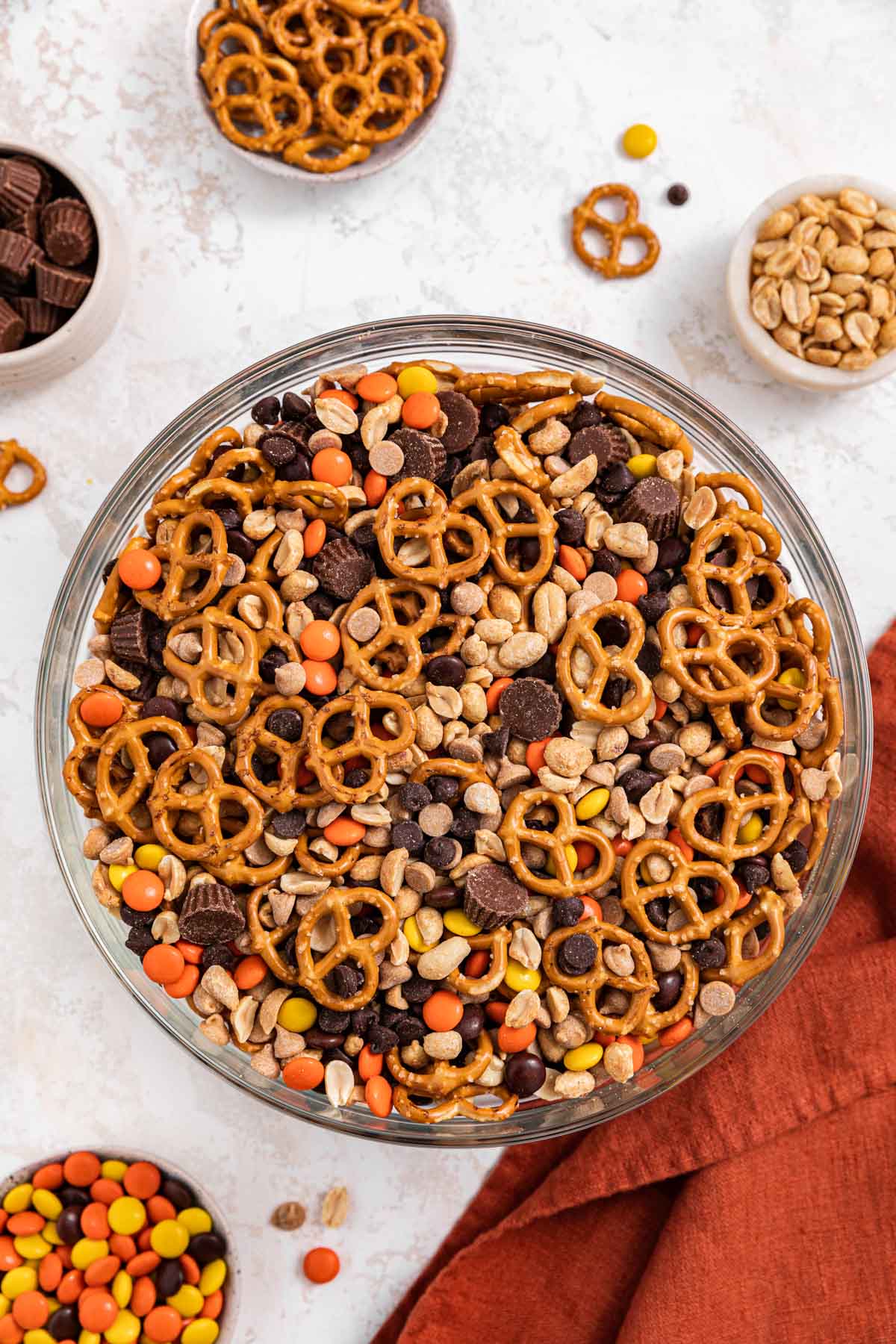 Chocolate Peanut Butter Trail Mix ingredients in large bowl combined