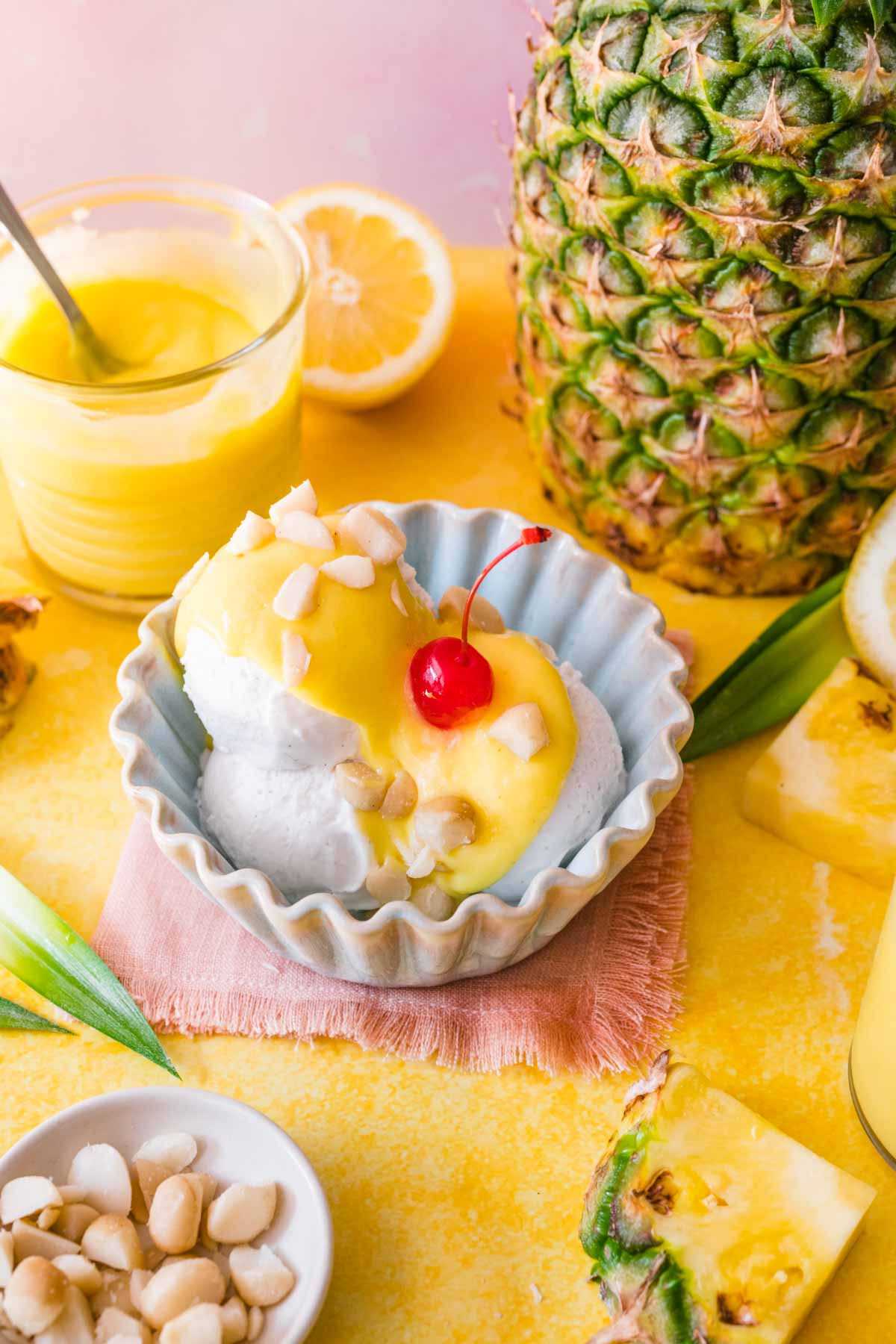 Pineapple Curd on top of ice cream