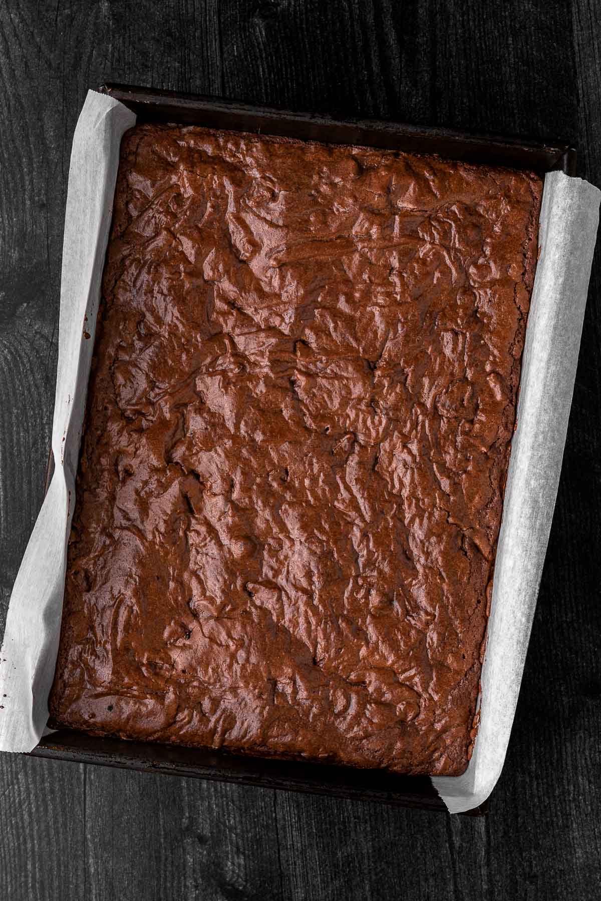 Super Rich Chocolate Brownie batter in pan before baking