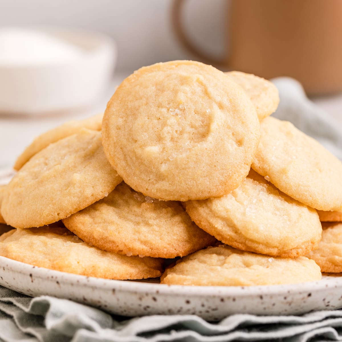 Amish Sugar Cookies baked cookies piled on plate