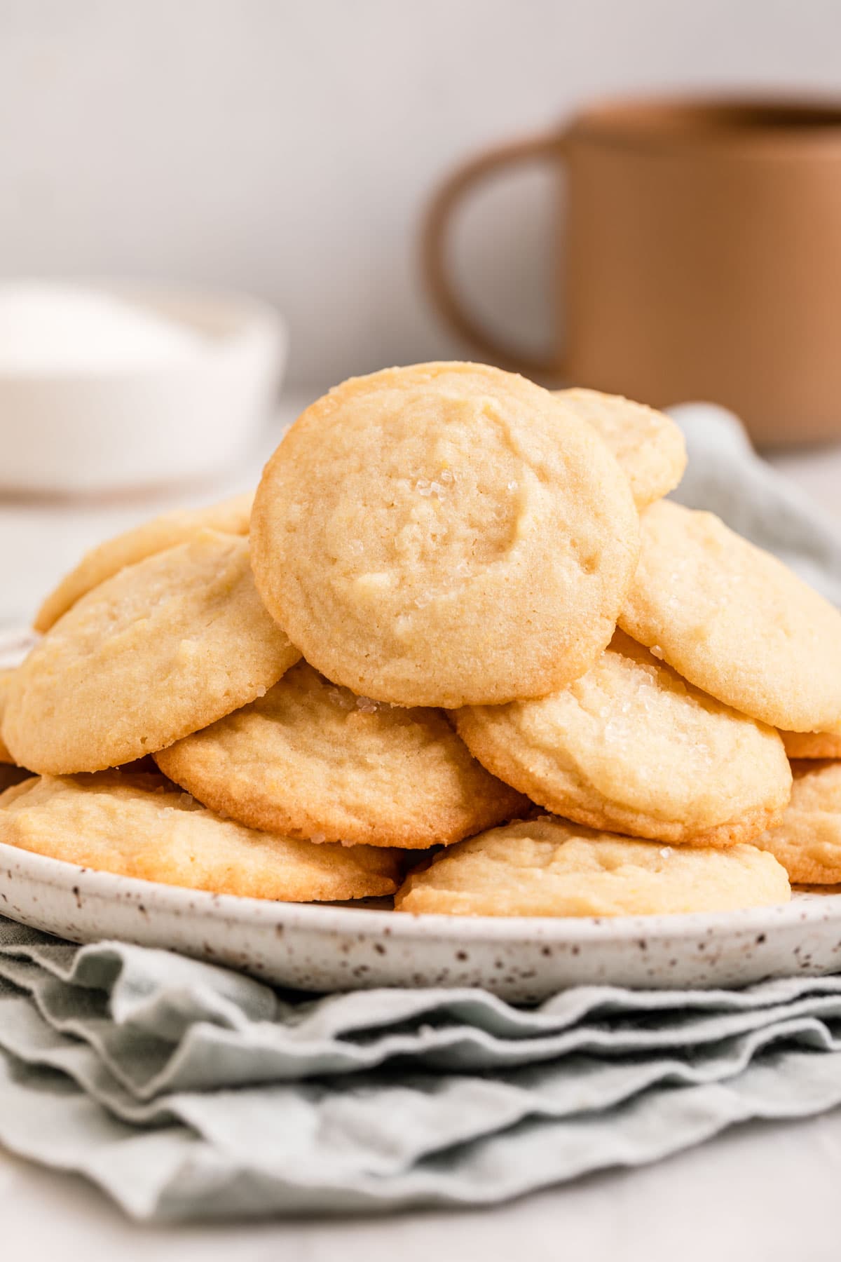 Amish Sugar Cookies baked cookies piled on plate