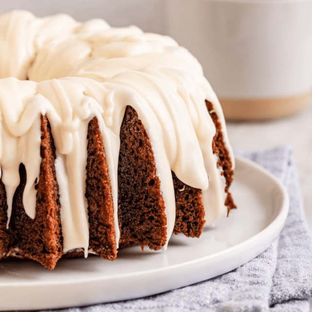 iced Bundt Cake on plate