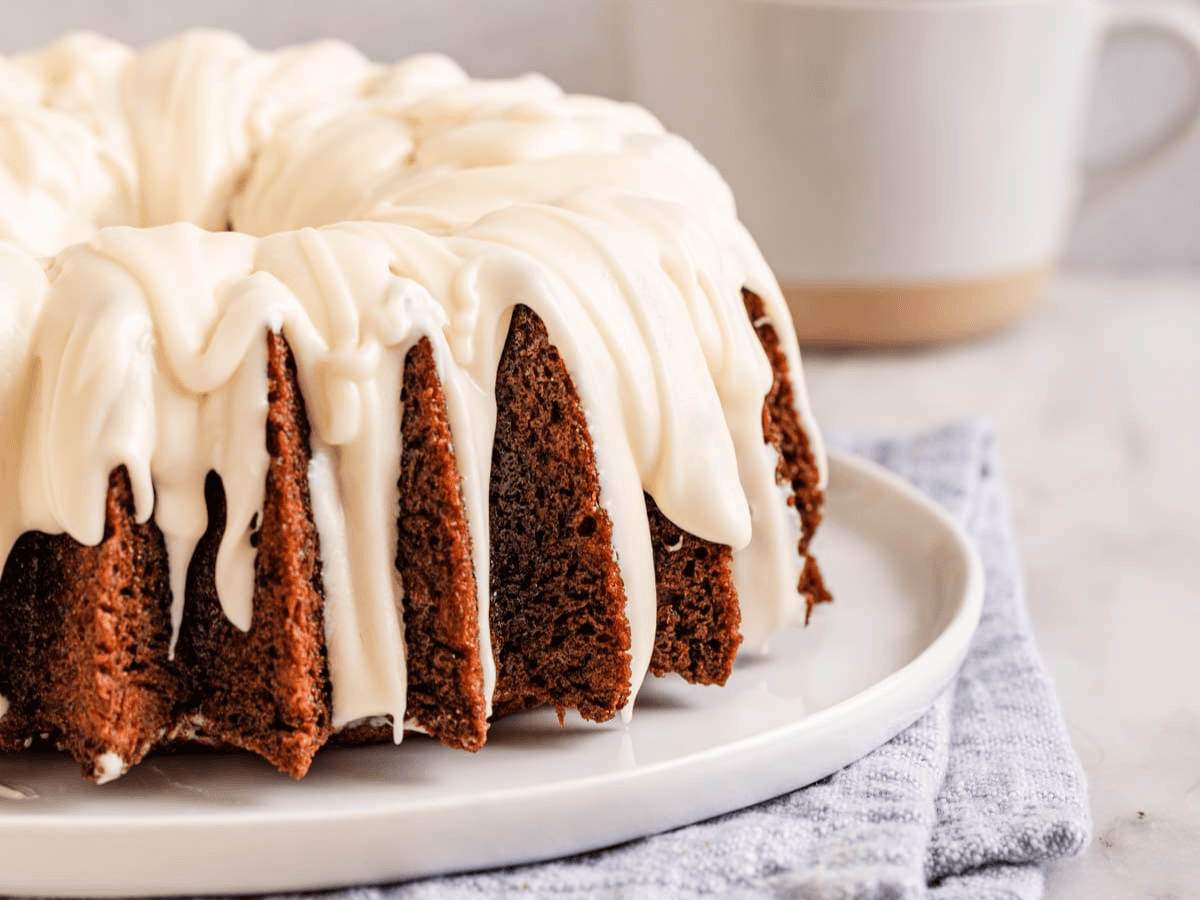 iced Bundt Cake on plate