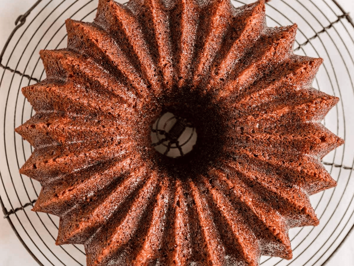 cake on drying rack unfrosted