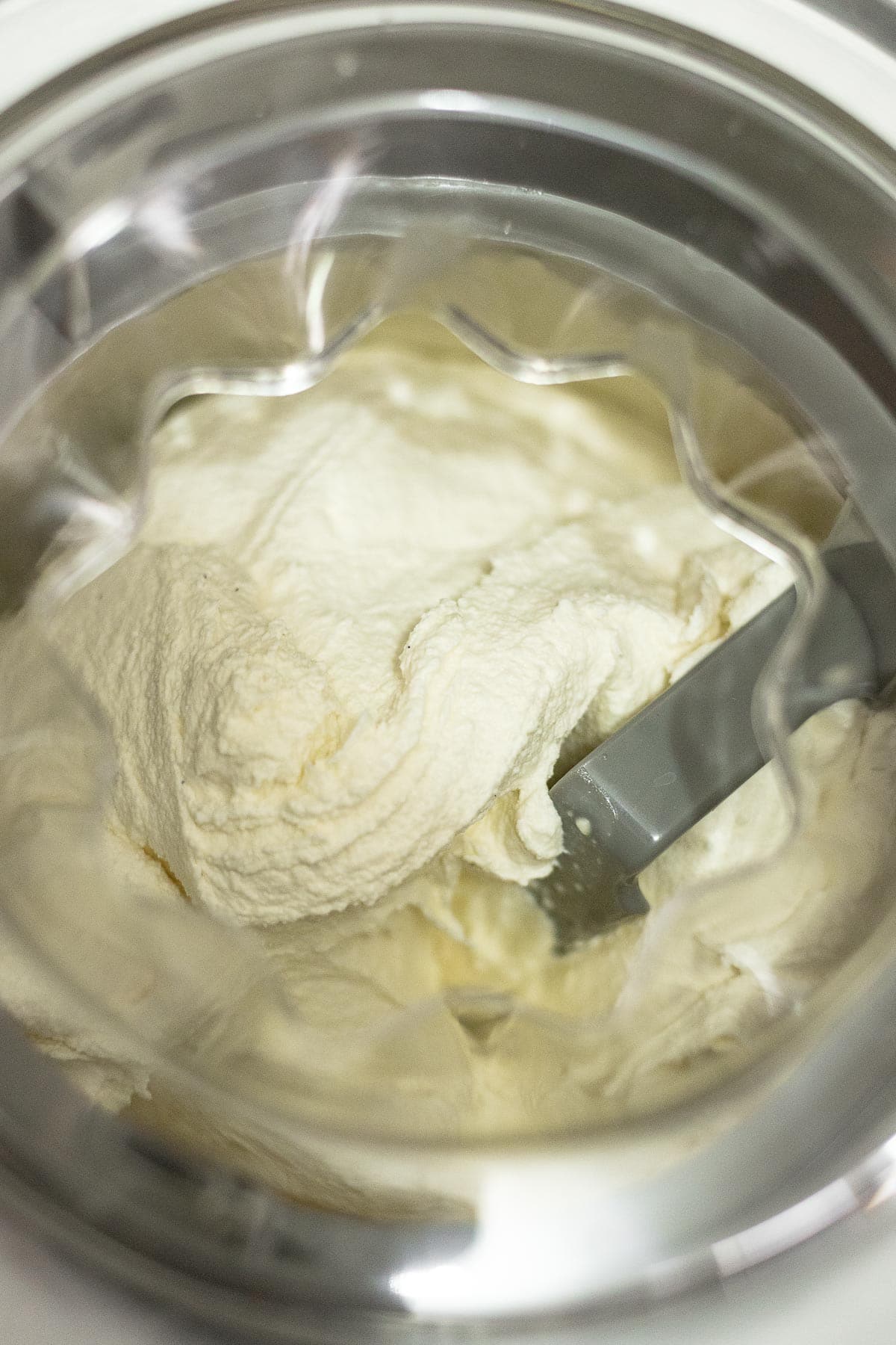 French Vanilla Ice Cream churning in ice cream machine