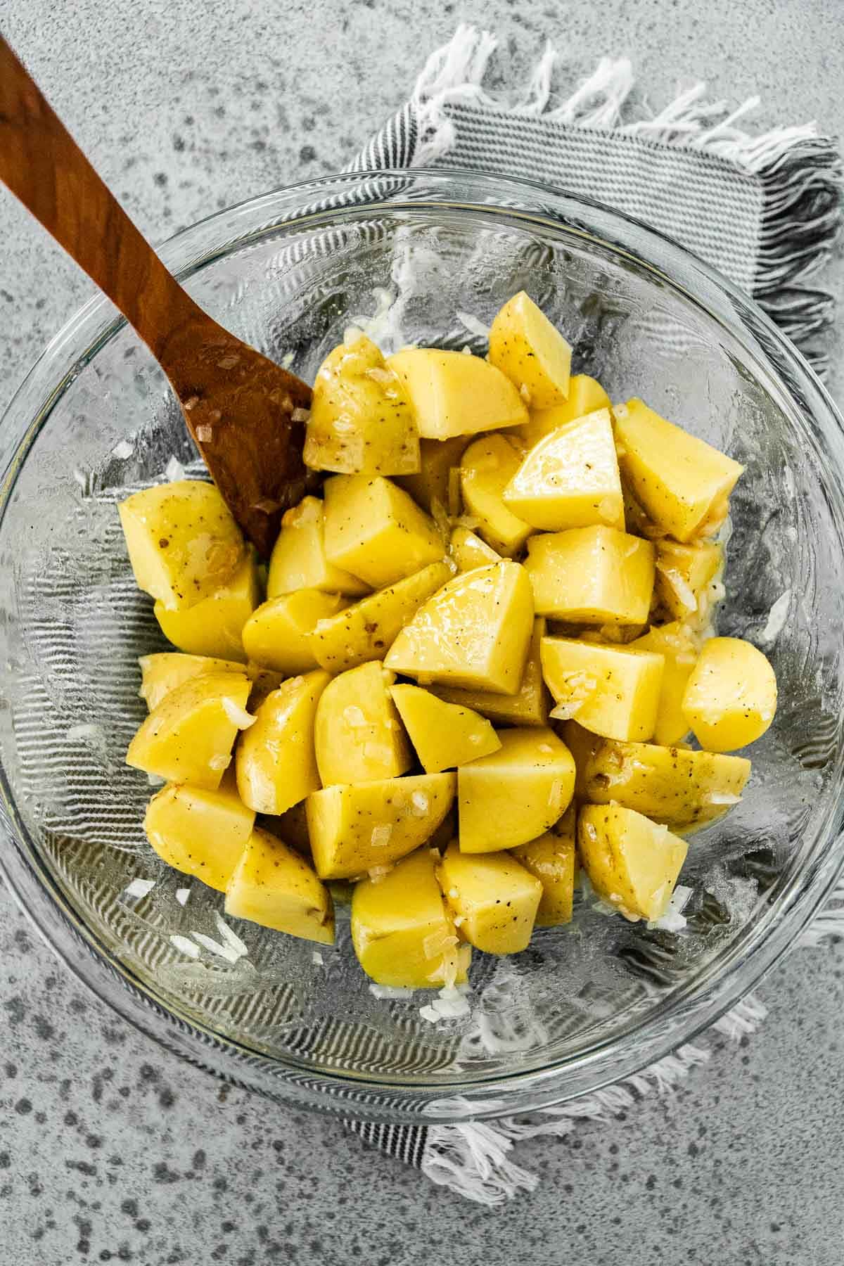 mixing potatoes 