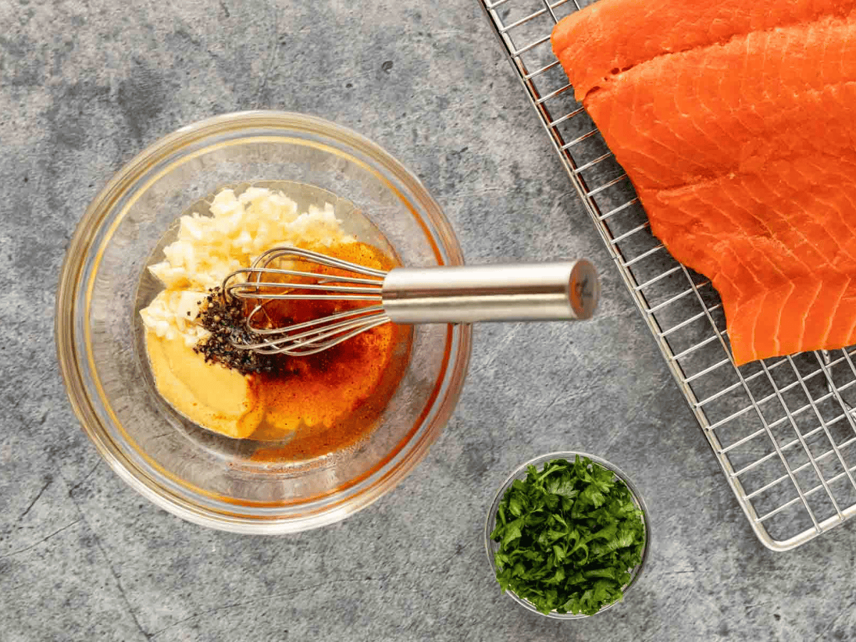 Ingredients mixed to make marinade for seafood