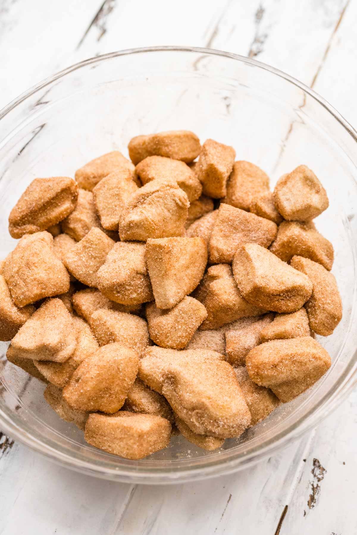 Hawaiian Monkey Bread pieces of dough in bowl