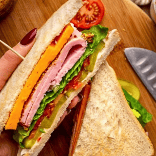cross section of sandwich in hand