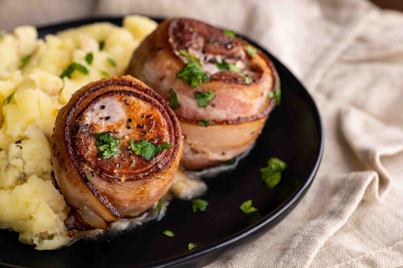 Bacon Wrapped Pork Medallions Recipe- Dinner, Then Dessert