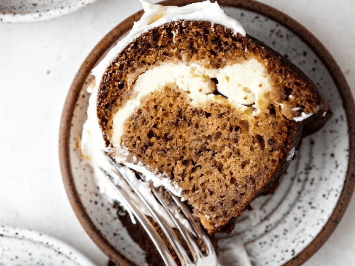 Closeup of slice cake on a plate