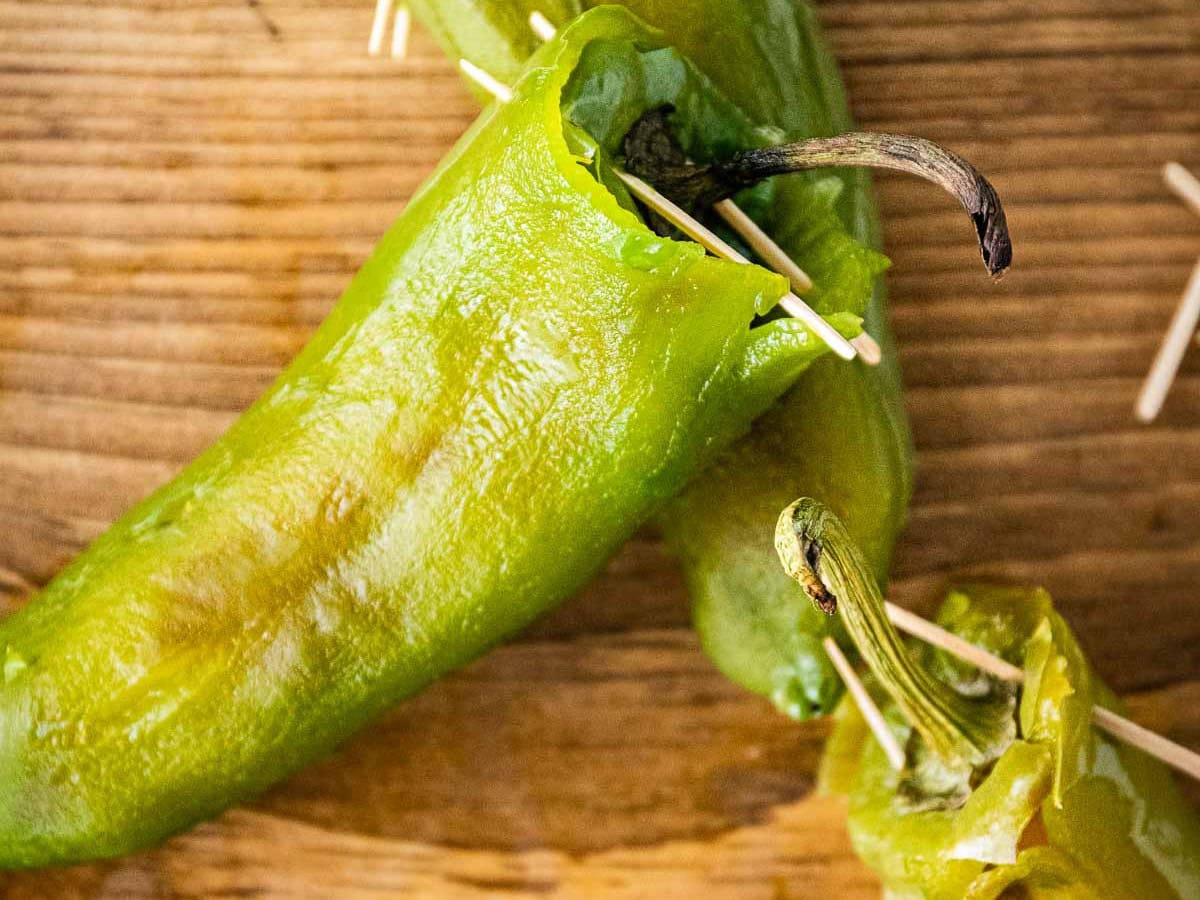 Chilis with toothpicks
