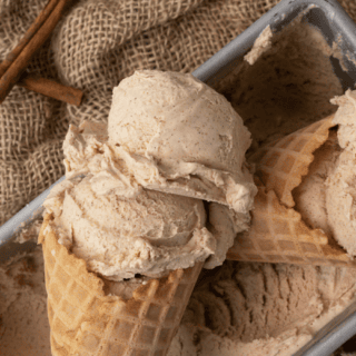close up of spiced ice cream in waffle cones