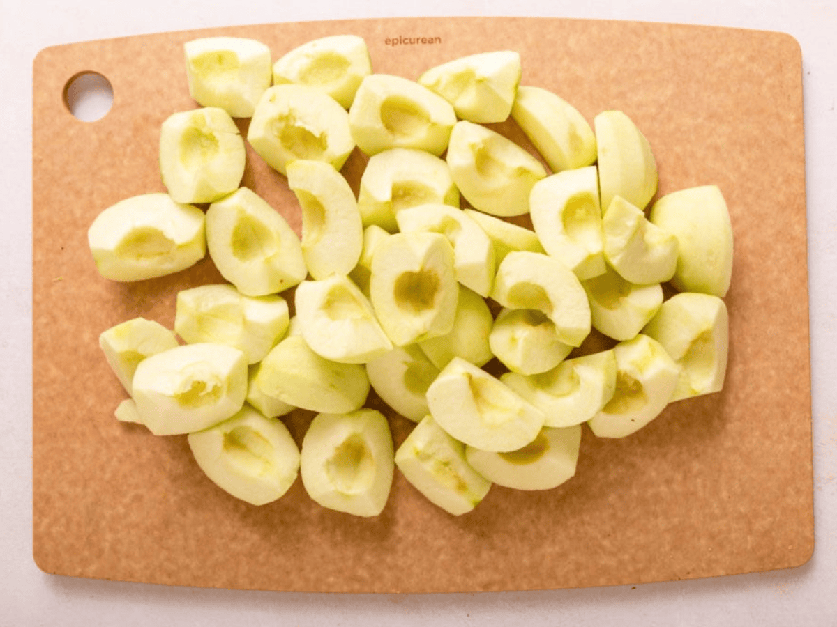 cut apples on cutting board