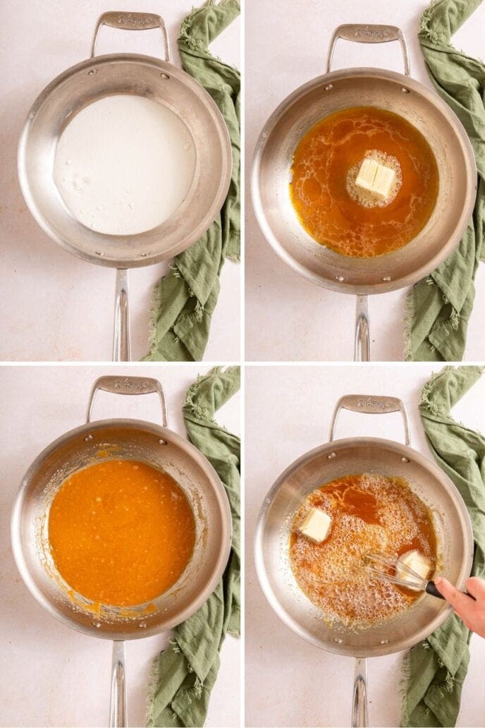 Preparation steps for caramel mixture