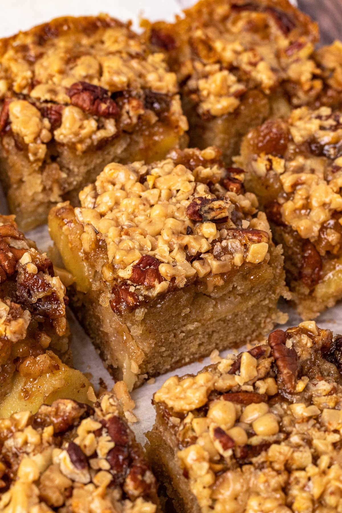 Toffee Apple Brownie Bars baked bars cut into squares