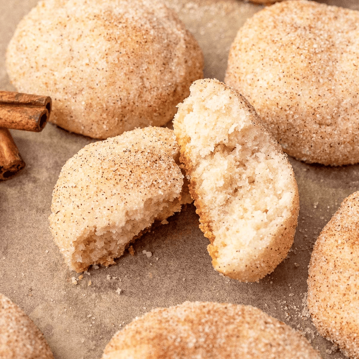 Cinnamon cookie broken in half