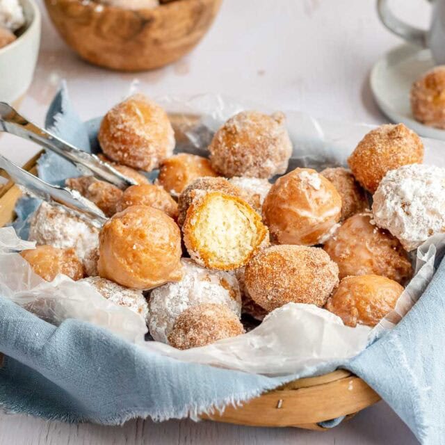 Basket of donut holes.