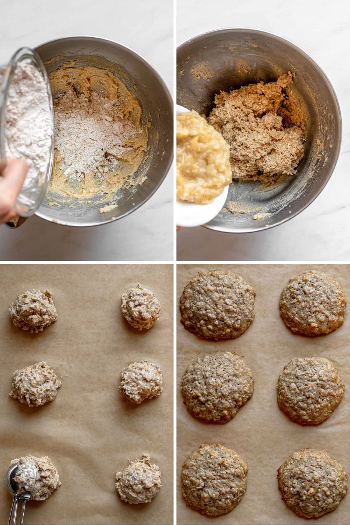 Banana Bread Cookies preparing cookies collage