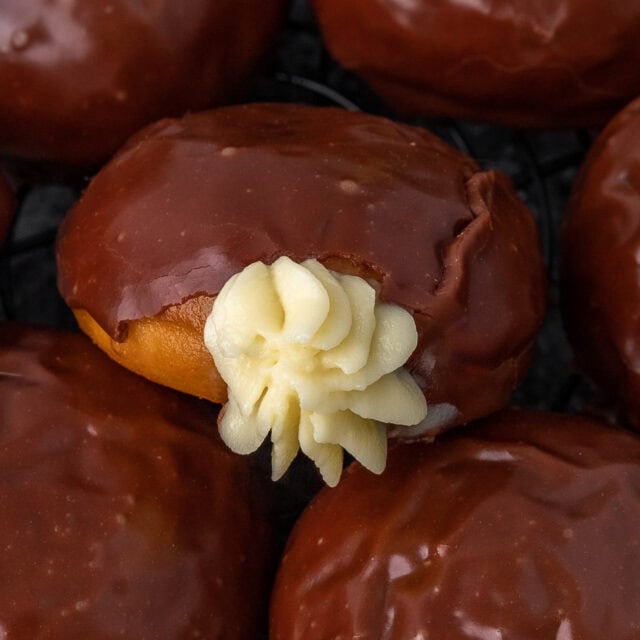 Donut with custard filling.