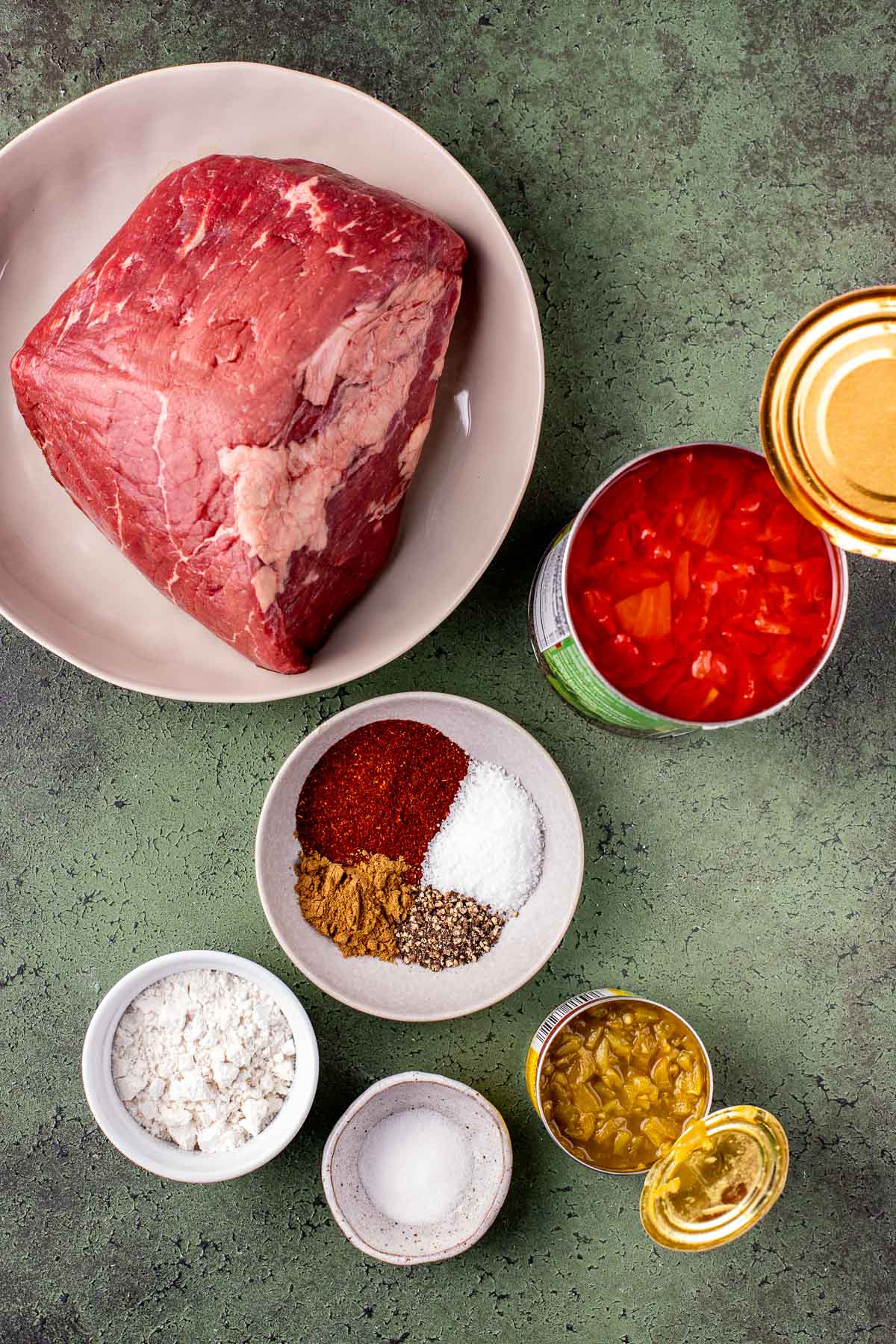 Carne Picada ingredients on counter
