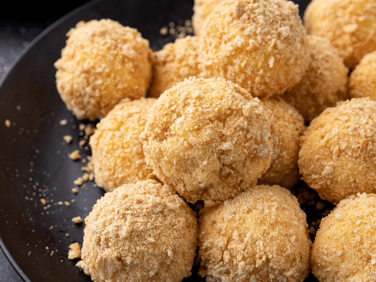 Graham cracker coated dessert balls.