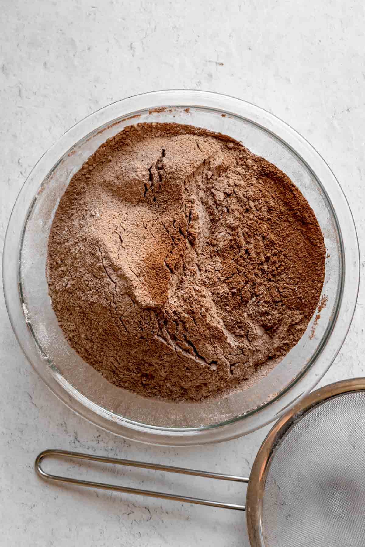 Eggless Chocolate Cake batter in mixing bowl