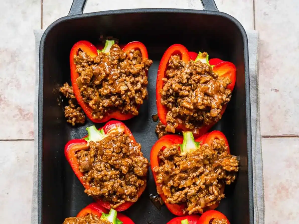 peppers in a dish before cooking