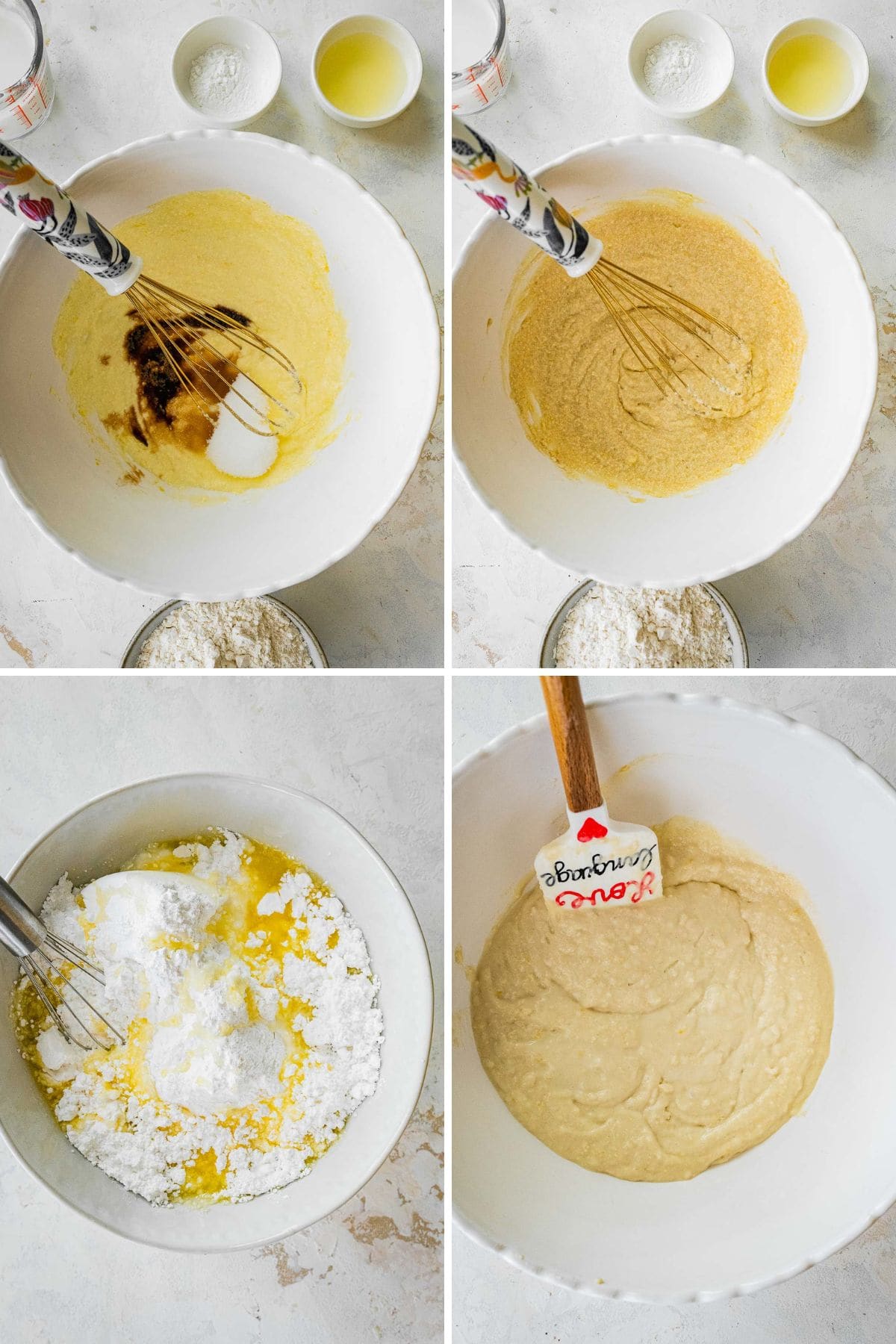 Lemon Ricotta Pancakes preparing pancake batter collage