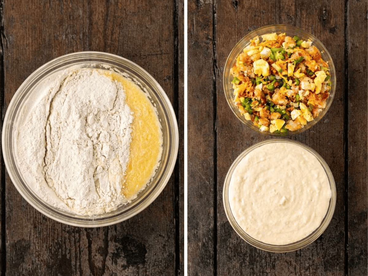 side by side photo of ingredients in bowls