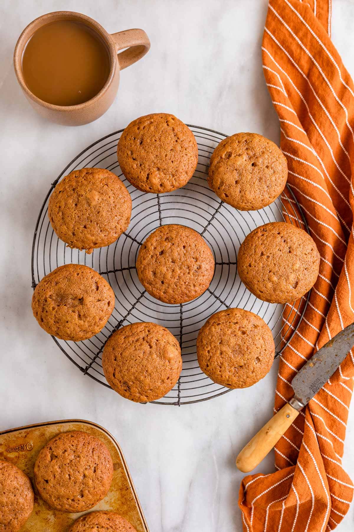 Sweet Potato Muffins baked on wire cooling rack