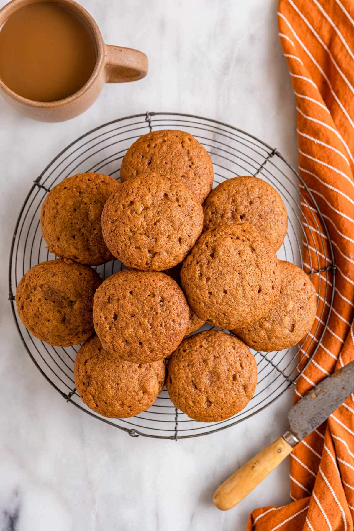 Sweet Potato Muffins baked on wire cooling rack