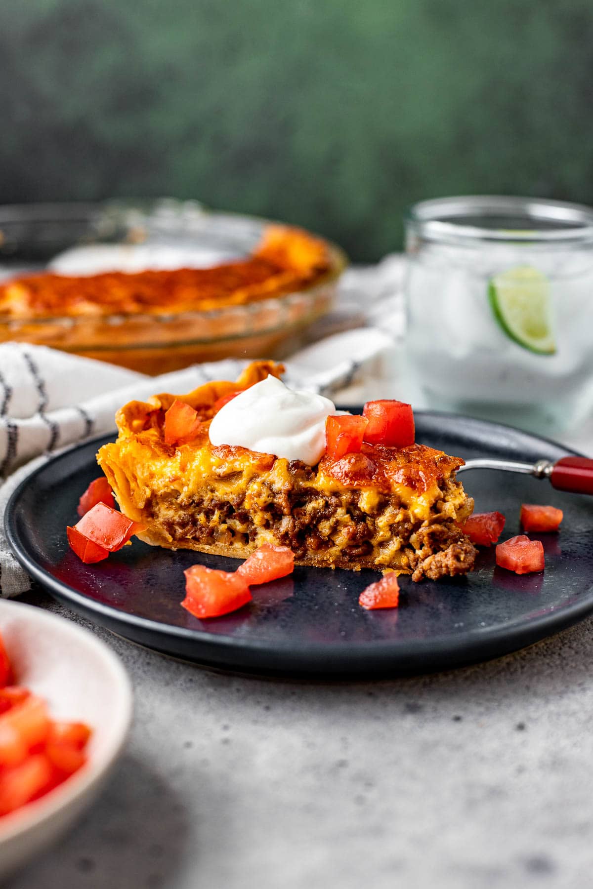 Taco Pie slice on plate